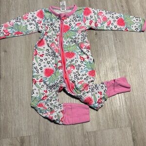 Floral Baby Onesie with Pink Accents